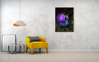 Canvas print on a wall beside a chair, featuring design Mint Tea  