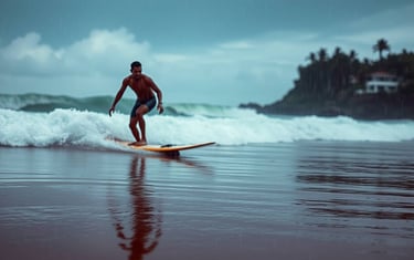 a man is surfing on a surfboard in the ocean