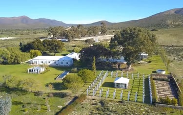 Reubens Choice farm as seen from above showing the Farm House and outbuildings.
