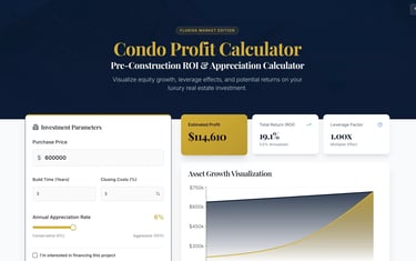 Preconstruction ROI Condo Profit Calculator I WebPro247