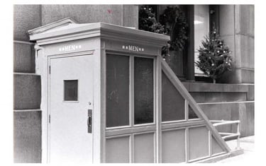 Entrance to public toilets at LaSalle and Washington Streets in Chicago, Illinois, USA.