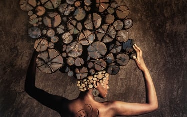 Faith inspired art by Martin Osner of an African woman adorned with natural textures symbolising strength and identity