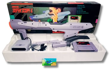 Bazuca Super Scope 6’ que funciona por sensores infravermelhos e vem acompanhada de um cartucho com