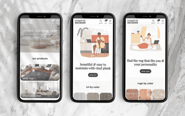 Graphic design portfolio showcasing UX work for Covered by Surfaces