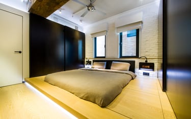 Minimalist bedroom, Vivid Living, Eco-Health Flat, Hong Kong