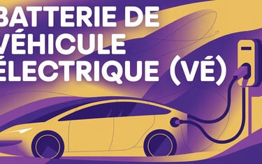 Batterie de véhicule électrique (VÉ) écrit sur un VÉ qui se faire recharger