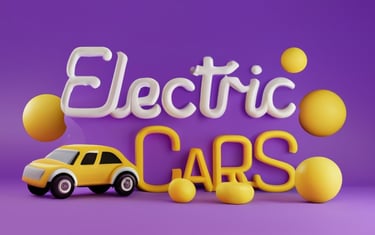 a yellow car with the words "electric cars" on it