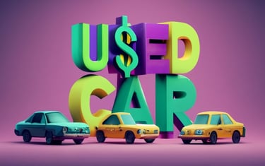 a group of cars with the words "used car"