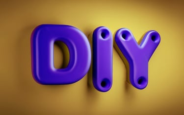 a purple sign "D.I.Y." yellow background