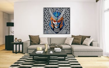 Mosaic samurai warrior wall art by Philip Preston.