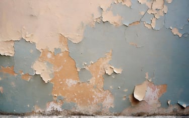 Imagen de una pared con pintura descolorida y agrietada, mostrando la necesidad de mantenimiento.