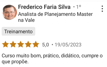 foto de uma pessoa e seu depoimento sobre o curso.