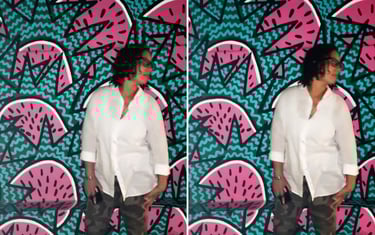 Me in St. Maarten having fun in front of a watermelon wall. 2.2022