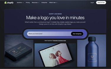 Shopify Logo Maker tool on laptop screen – free online logo creator