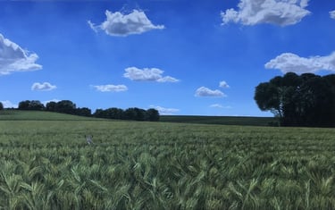 Tableau peinture à l'huile - Une rencontre imprévue (Vexin)