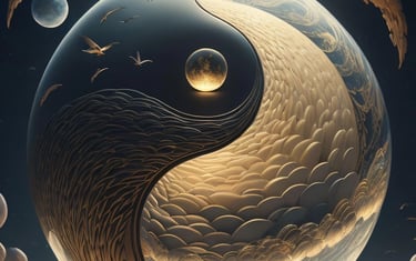 Nettoyeur de lieux - Raphaël Pacchiani - Ying et Yang dans un ciel cosmique.