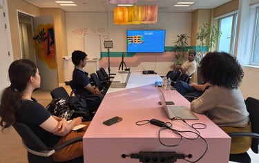 Participants of the Documentary Impact Challenge learning about how the course will proceed