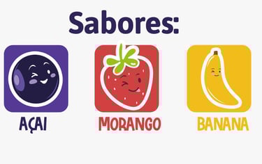 Imagens dos Possíveis sabores que nos da Açaí Mais Brasil Possui a disposição