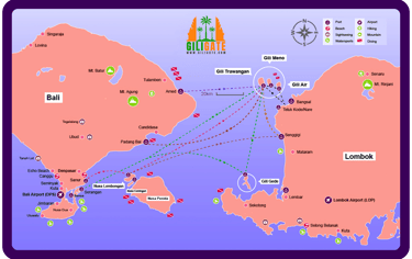bali gili lombok route map