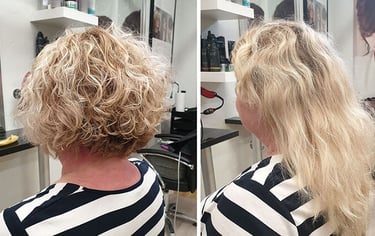 luonnonkiharien hiusten leikkaus kampaamo studio naava raisio