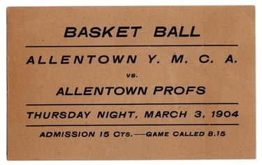 Very early basketball game ticket YMCA 1904 Rare