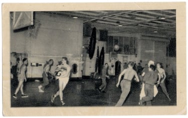 USS Midway in Spain Basketball Card from 1955