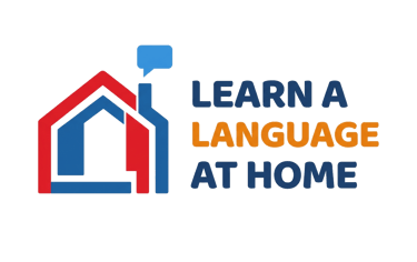 A house logo with a speech bubble for common language learning mistakes.