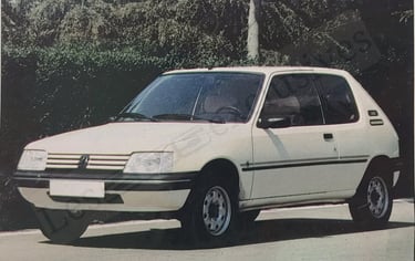 Photo d'époque d'une Peugeot 205 indiana espagnole sans toit ouvrant et avec le moteur TU3S de 85 ch