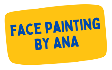 a yellow and blue logo sign that says face painting by ana