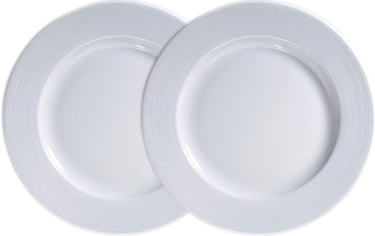 two white plates with white rims and white rims