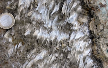 Veine d'actinolite-amiante. ©C.Coutin, Rutali, Haute-Corse