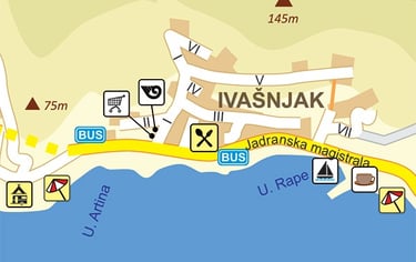 This image shows a drawing of a part of Lokva Rogoznica called Ivasnjak.