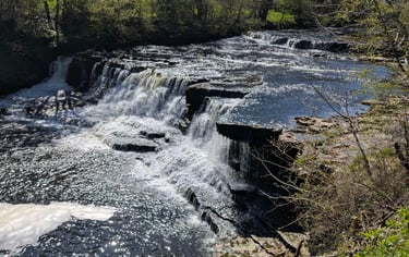high powered waterfall in the Yorkshire dales.