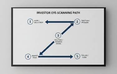 VC pitch deck Z-pattern slide example showing how investors scan information visually