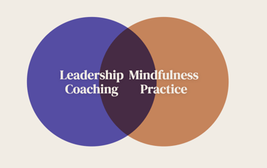 A Venn diagram showing the intersection of leadership coaching and mindfulness practice.