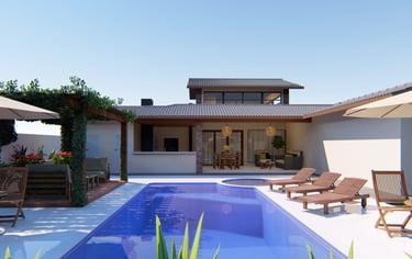 area de piscina casa de campo