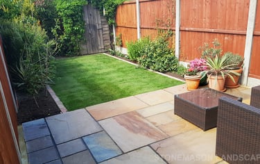 Small Sandstone Patio & Lawn - Romford Brentwood Hornchurch Upminster