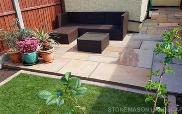 Small Sandstone Patio & Lawn - Romford Brentwood Hornchurch Upminster