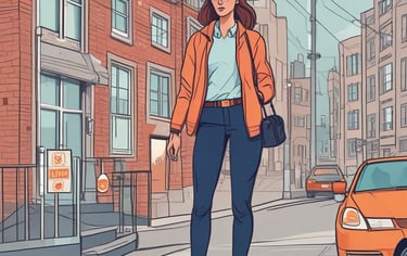 a woman in a white coat and blue gloves