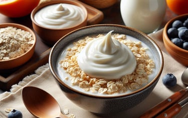 oatmeal with yogurt in a bowl