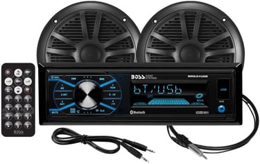 Boss Audio MCBK634B.6 Weatherproof Marine AM/FM Receiver Package with (2) 6.5" Speakers and Antenna