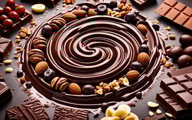 a chocolate cake with chocolate and nuts
