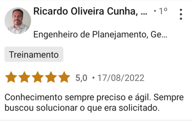 foto de uma pessoa e seu depoimento sobre o curso.