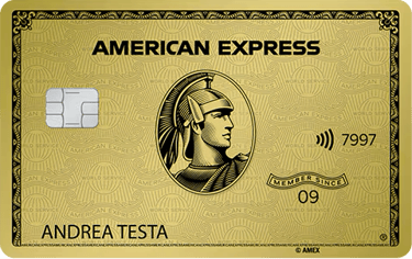 a gold american express card with a gold american express
