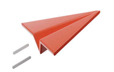 A 3D paper airplane in the color orange