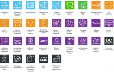 Sieniniai oro kondicionieriai AUX Freedom Plus naujas funkcijos