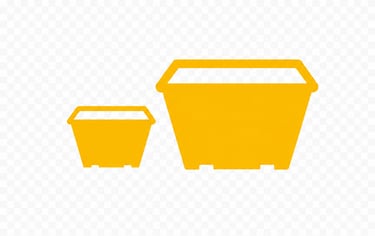 a yellow mini skip and larger skip bin of different sizes