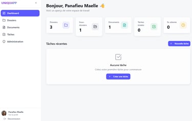 Présentation de l'interface de l'application de préparation à la certification Qualiopi UNIQUAPP