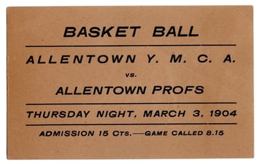 Very early basketball game ticket YMCA 1904 Rare