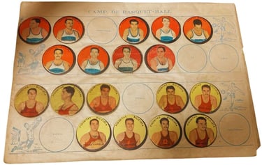 1949 bicicleta figuritas camp de basquet-ball antigua